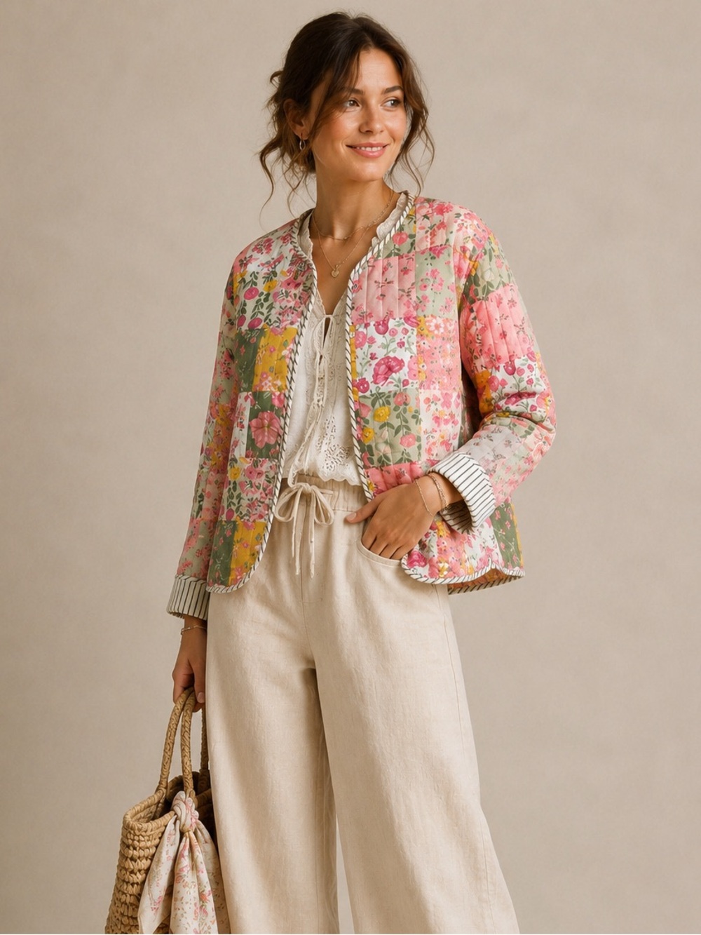 NWT Cracker Barrel Quilted Floral Patchwork Jacket - Boho Cottagecore